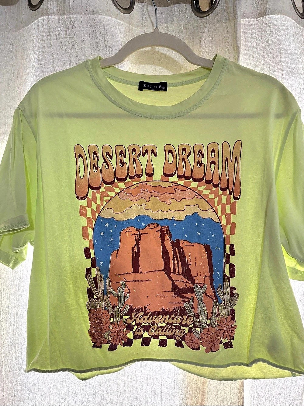 Zutter Graphic Short Sleeve Crop Tee in Green